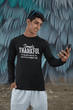 Image of Simply Thankful Thanksgiving Long Sleeve Shirt - Joe Camilo Designs