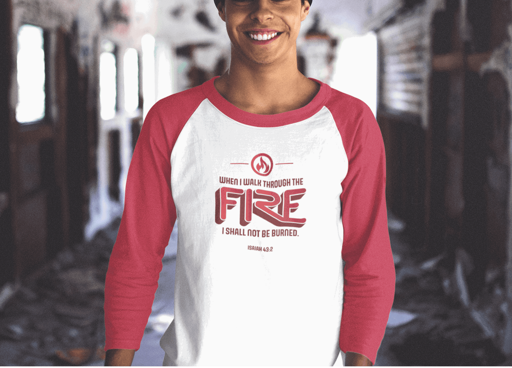 When I Walk Through the Fire Christian Shirt with Fire Icon - Joe Camilo Designs