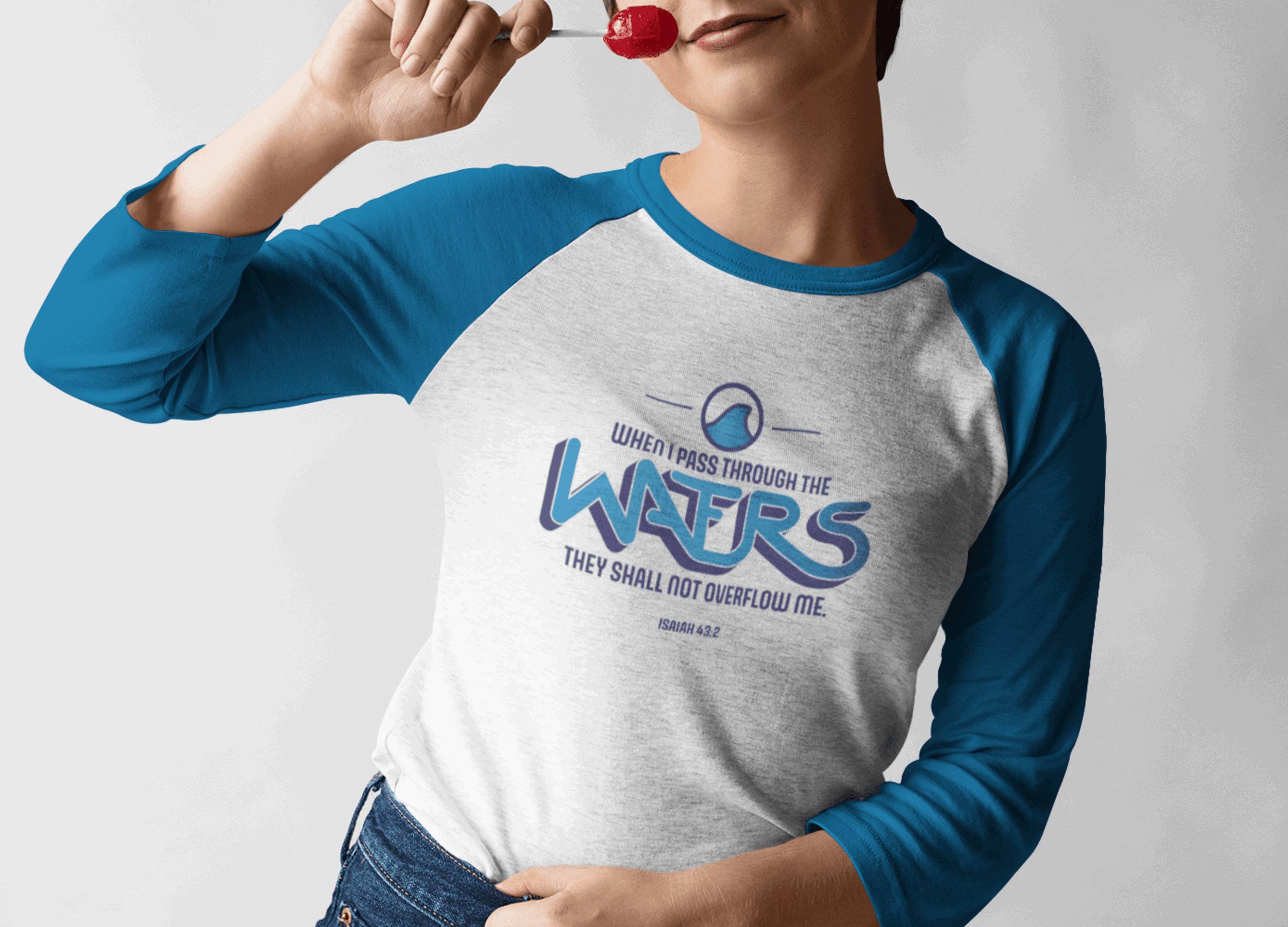When I Pass Through the Waters Unisex Christian Shirt with Wave Icon - Joe Camilo Designs