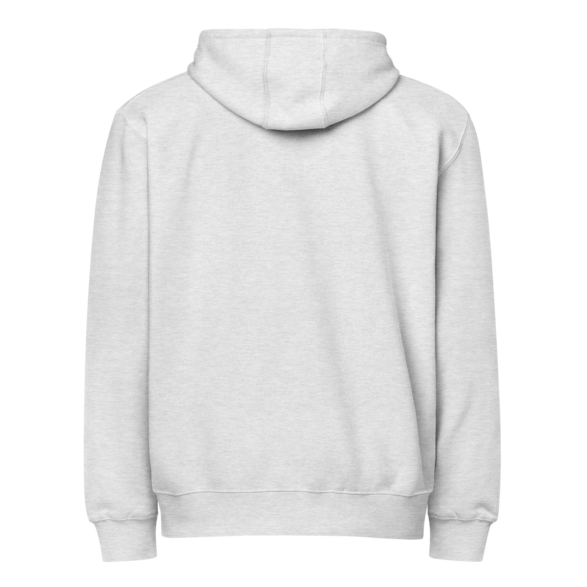 Entrusted Premium Zip Hoodie heather grey back — God hoodie grey faith-based streetwear