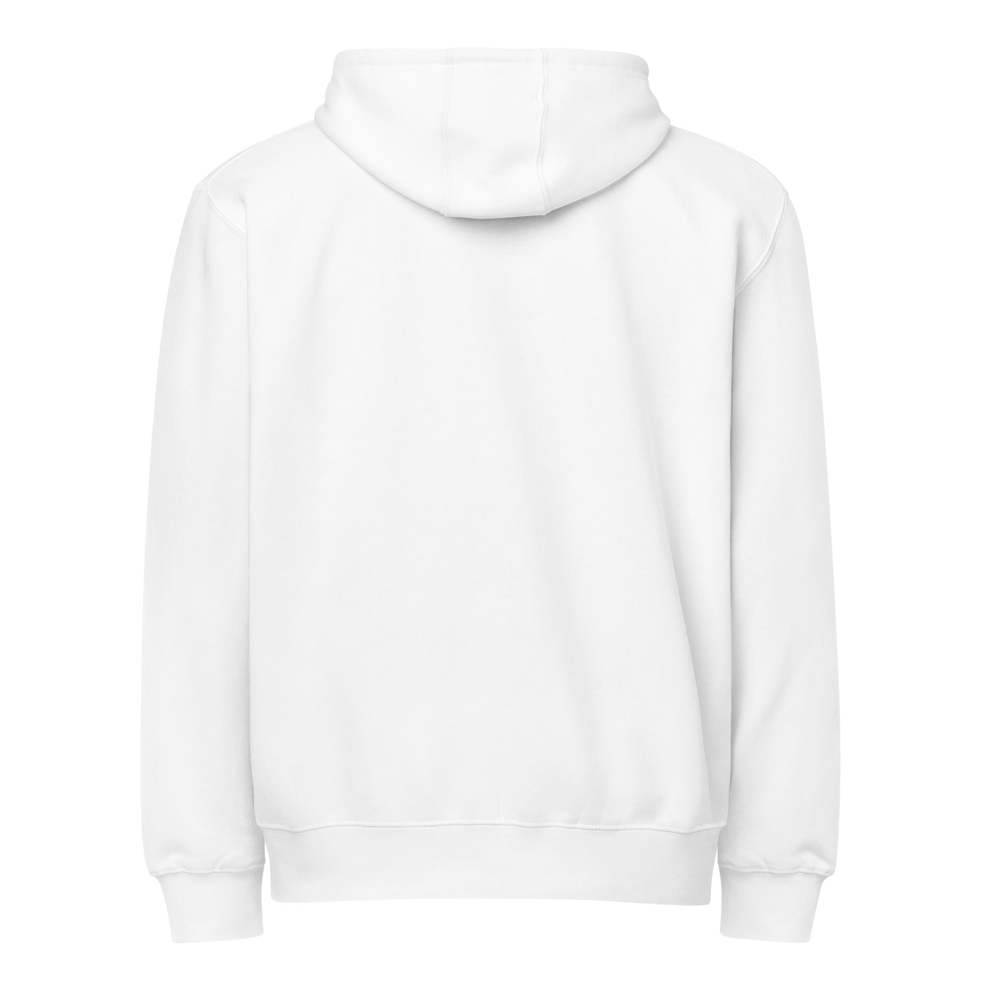 Image of Entrusted Premium Zip Hoodie white back — Jesus hoodie white Entrusted to Him Christian apparel