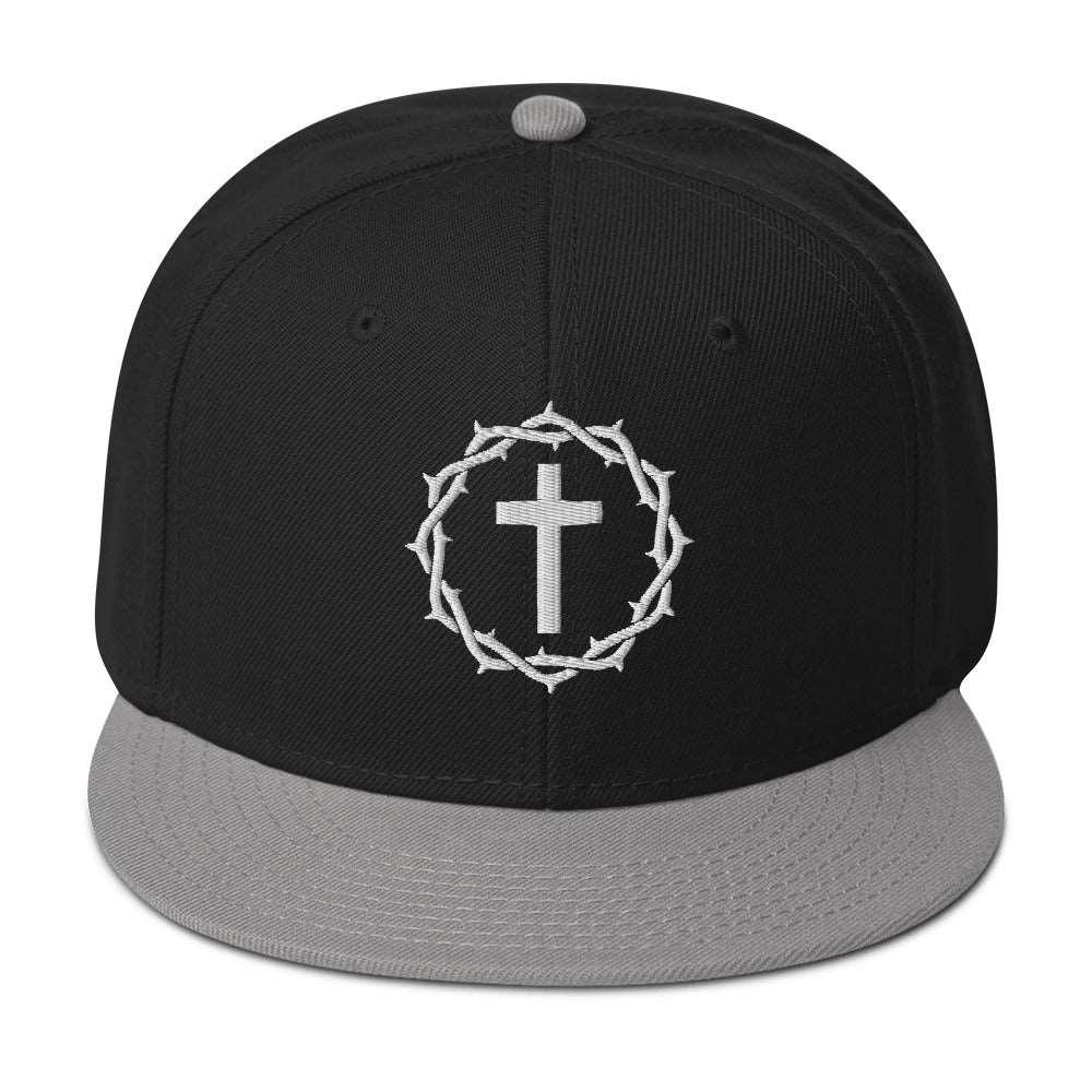 Image of Crown and Cross Embroidered Snapback Hat