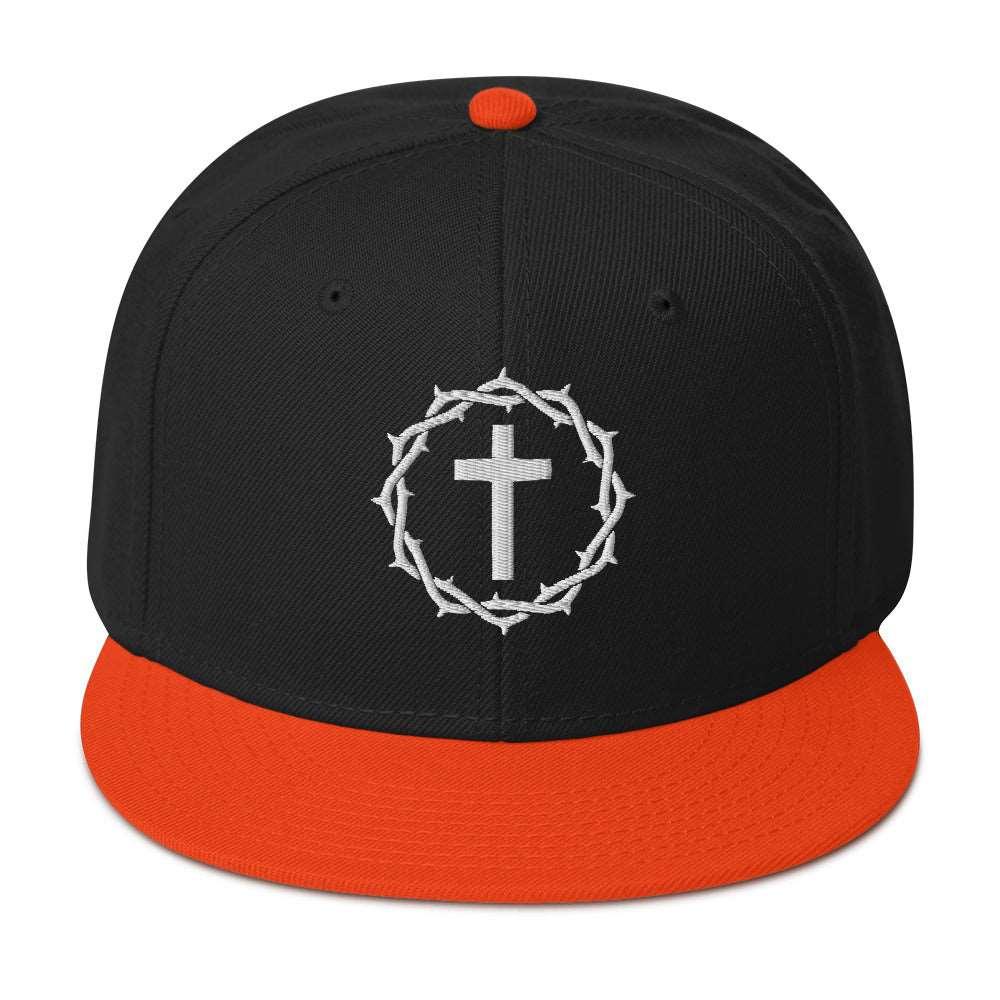 Image of Crown and Cross Embroidered Snapback Hat