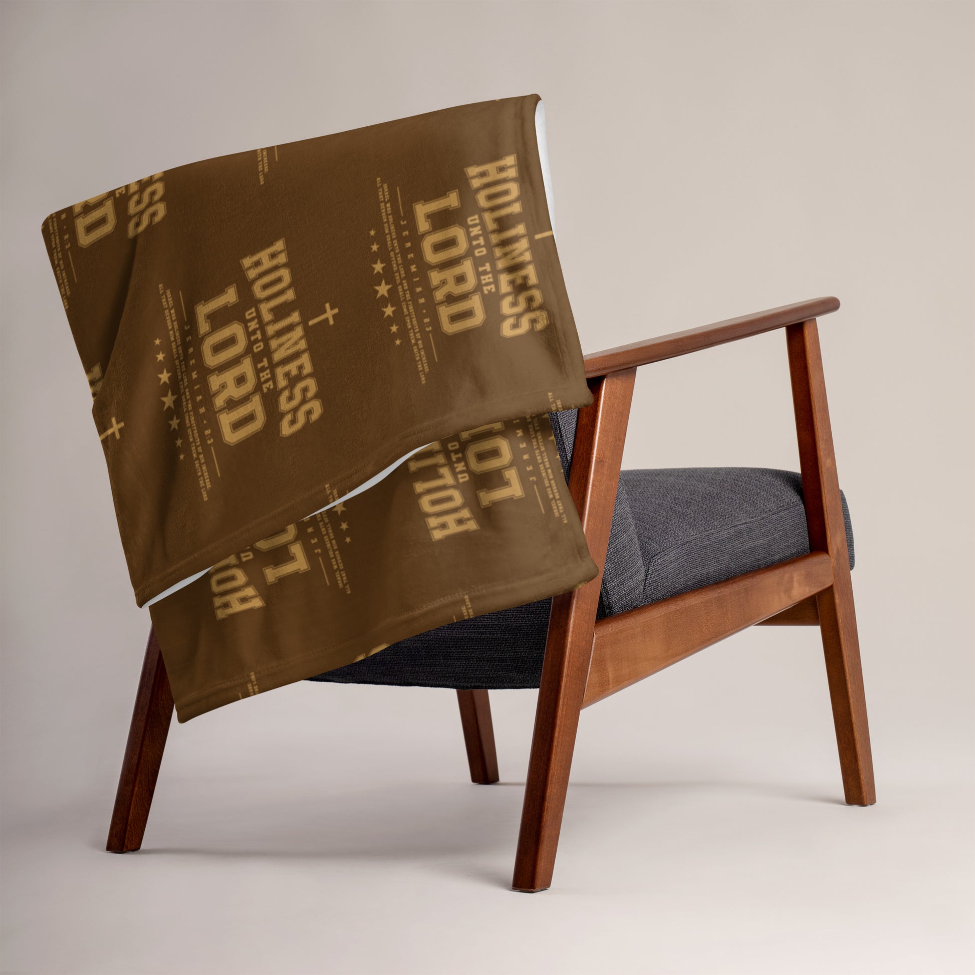 "Holiness Unto the Lord" Brown Throw Blanket