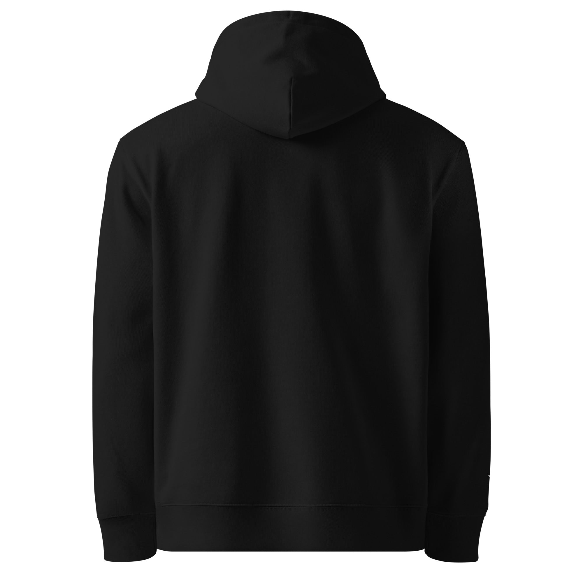 Image of Entrusted Varsity Christian hoodie black back view — Entrusted to Him