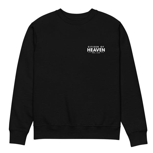 Citizen of Heaven scripture sweatshirt black front view — Entrusted to Him